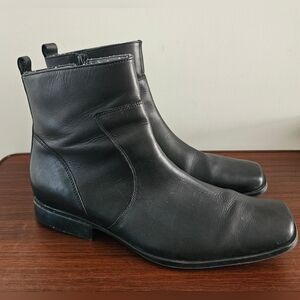 ROCKPORT Toloni Mens Classic Black Leather Side Zip Boots